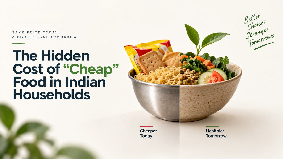 The hidden cost of cheap food in Indian households, comparing processed foods with healthier food choices